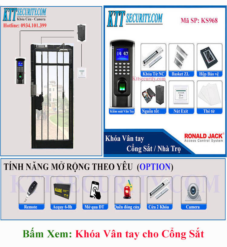 khóa cổng sắt vân tay