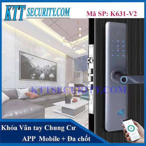 Khóa cửa chung cư vân tay K631-V2 LAFFER LC08