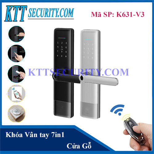Khóa cửa vân tay 7 in 1 cửa gỗ K631-V3