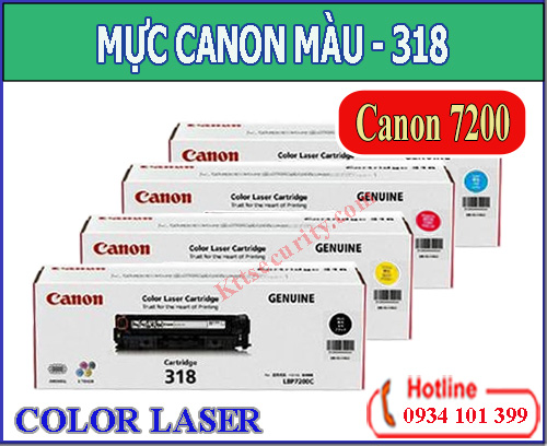 Mực màu laser Canon 318(Đen,Xanh,Vàng,Đỏ)dùng cho LBP7200